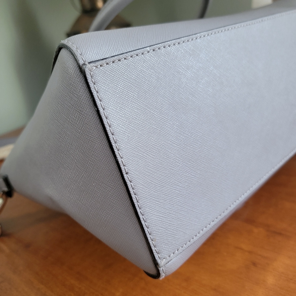 Kate Spade WKRU4878 Tilden Place Satchel Gray Saffiano Leather Crossbody Bag - Picture 7 of 16